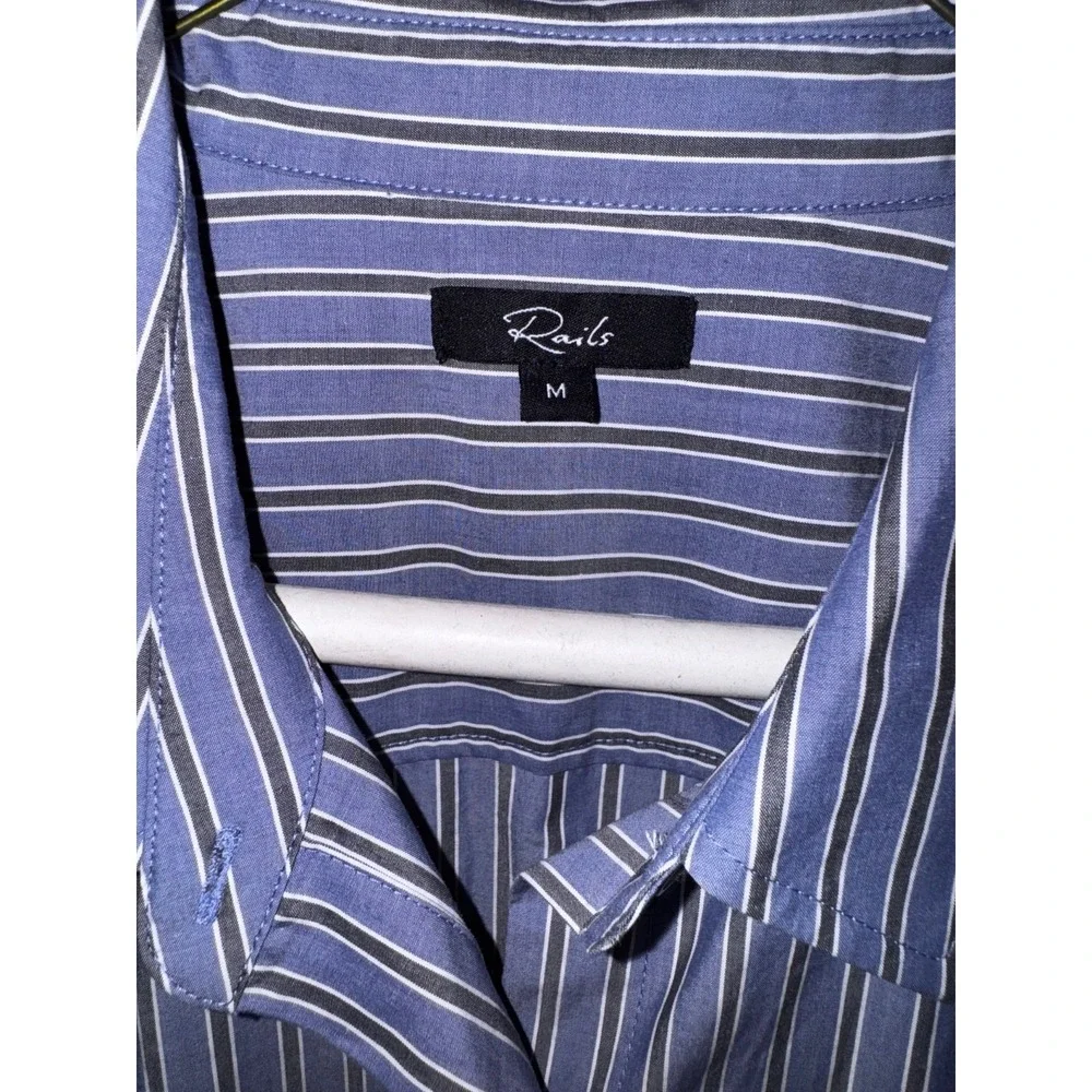 NWT Rails Nadia Button Up Wrap Mini Dress in Brentwood blue Stripe Size Medium - Picture 3 of 9